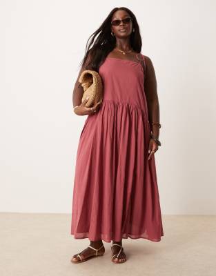 Макси-платье с заниженной талией от ASOS DESIGN бордового цвета