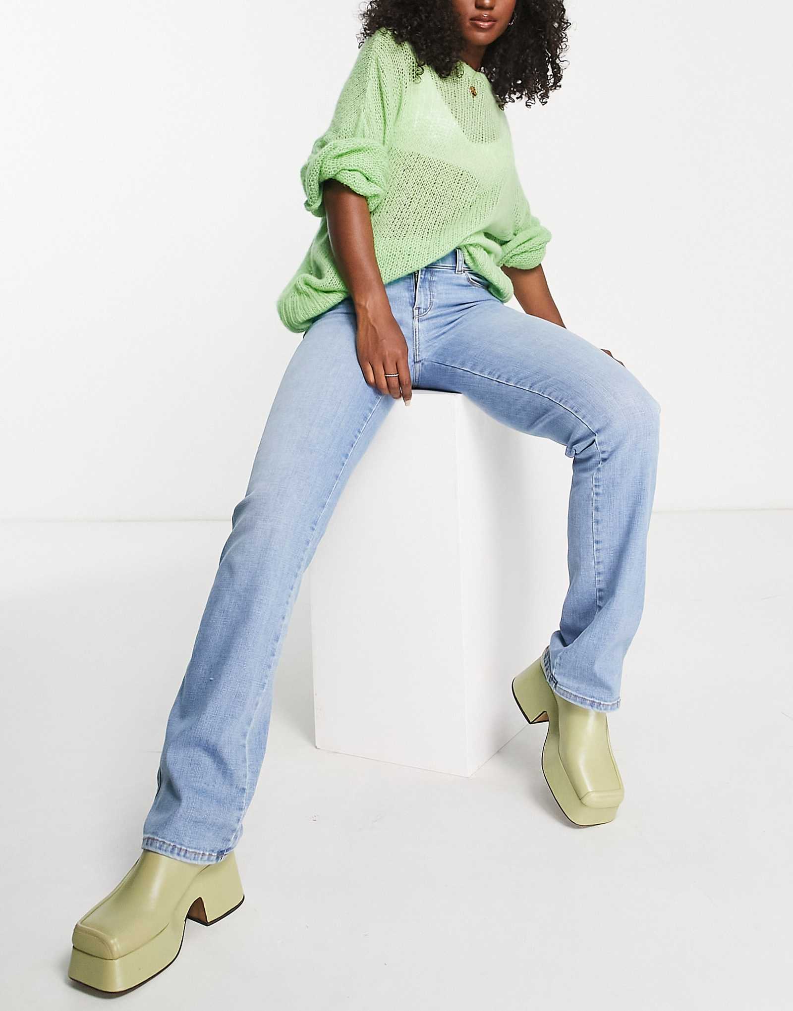 Джинсы Dr Denim Dixy с прямой посадкой и низкой посадкой светло-голубого цвета в стирке