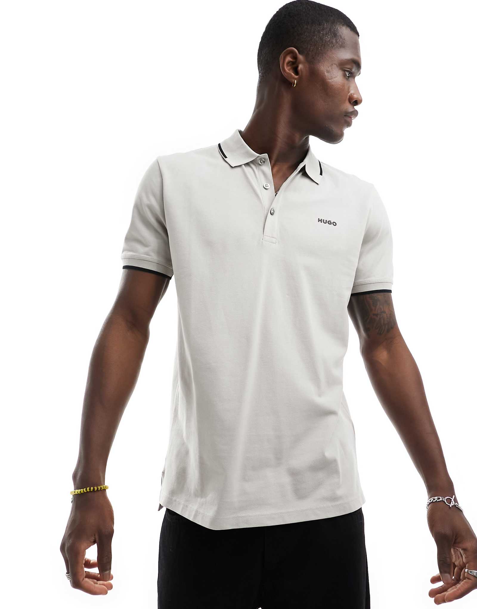 Рубашка-поло HUGO RED с рисунком динозавра серого цвета 22690₽