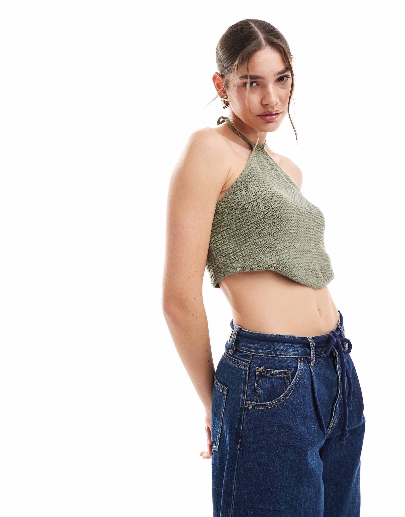 Вязаный крючком топ на бретелях JJXX из шалфея 2290₽