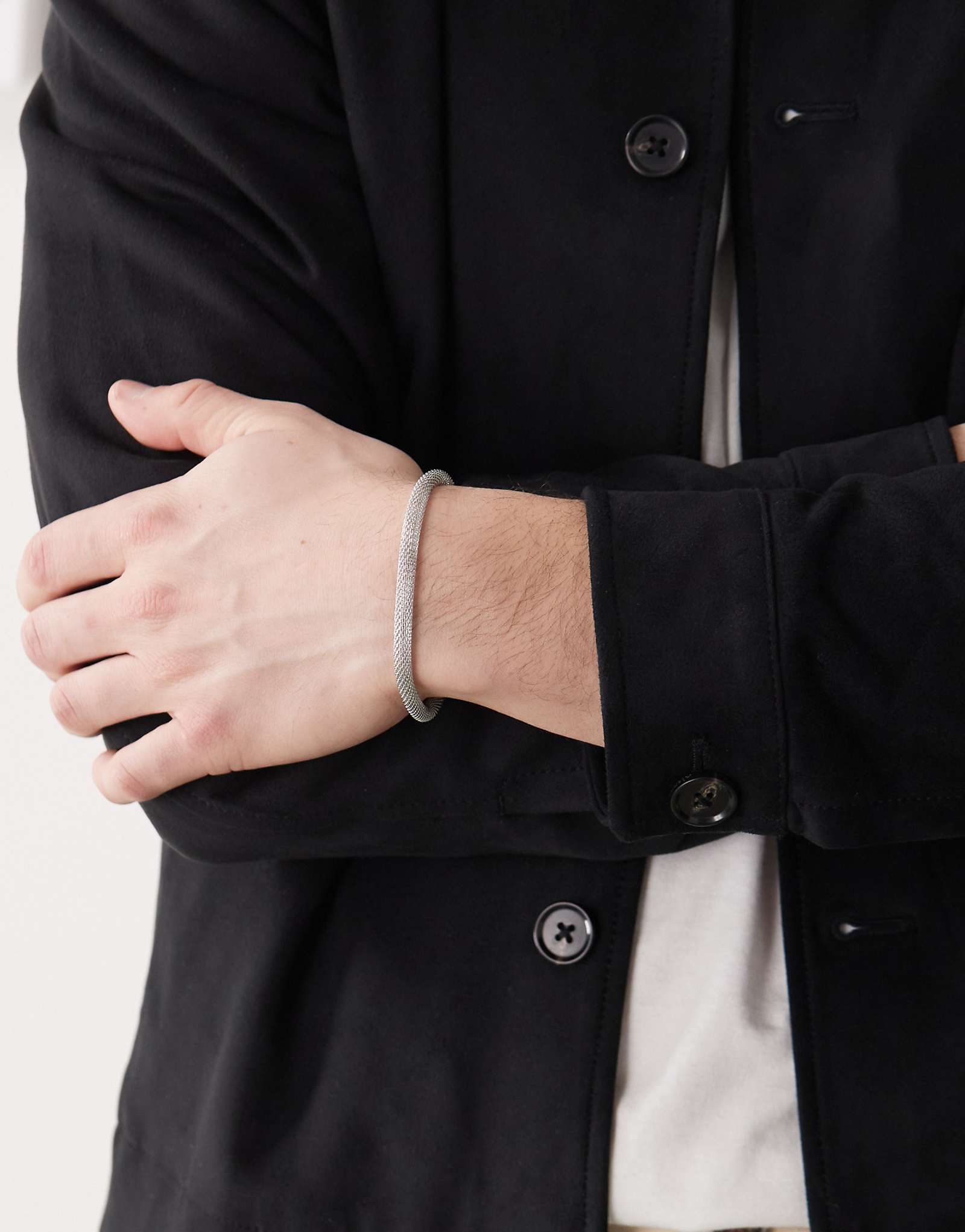 Выцветший браслет с текстурой Future из серебра с магнитной застежкой