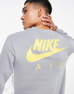 Флисовая толстовка Nike Air с круглым вырезом и воздушными вставками серого цвета