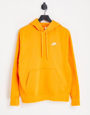 Флисовая толстовка с капюшоном Nike Club оранжевого цвета