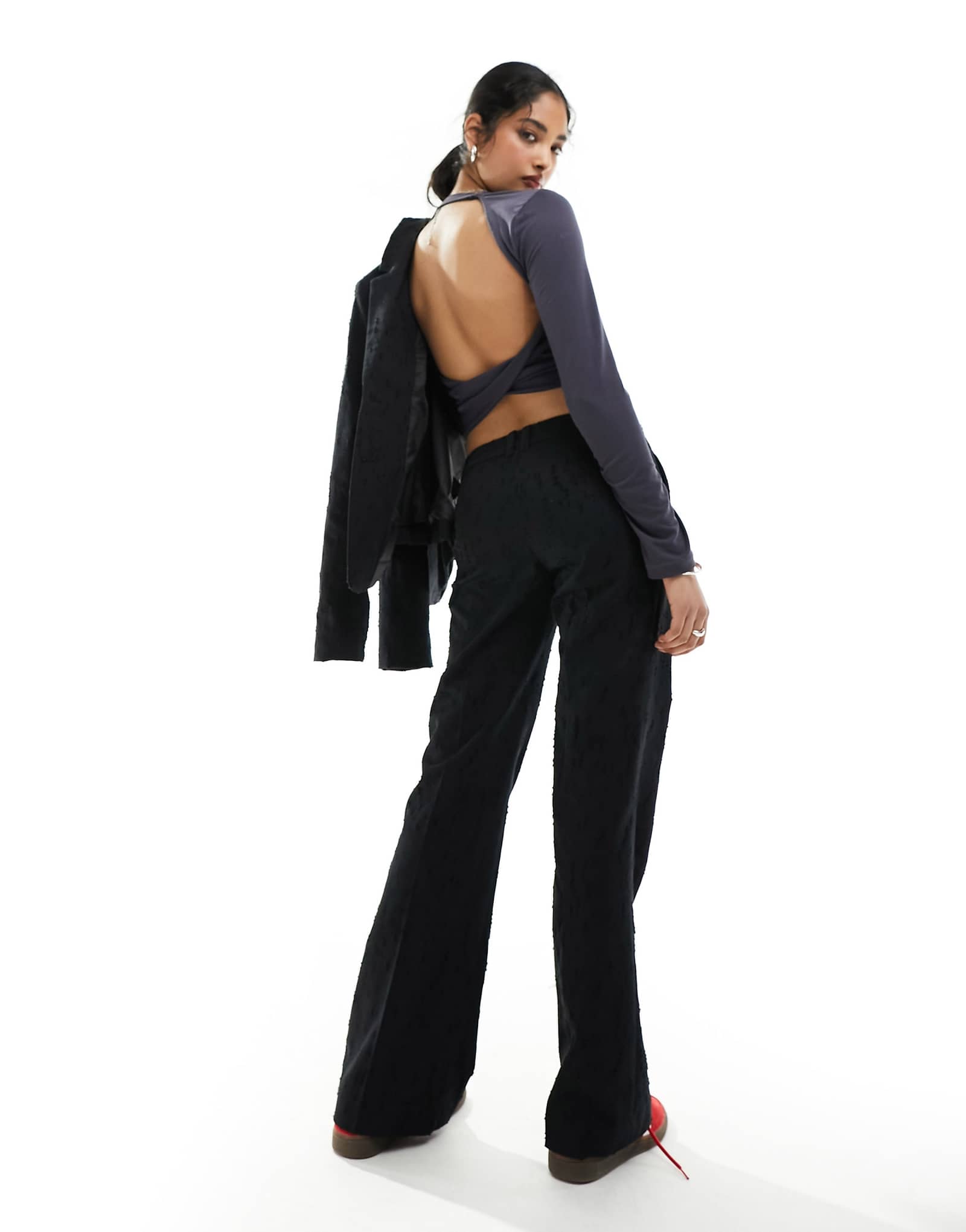 Повседневные жаккардовые брюки в горошек Keela черного цвета - часть комплекта