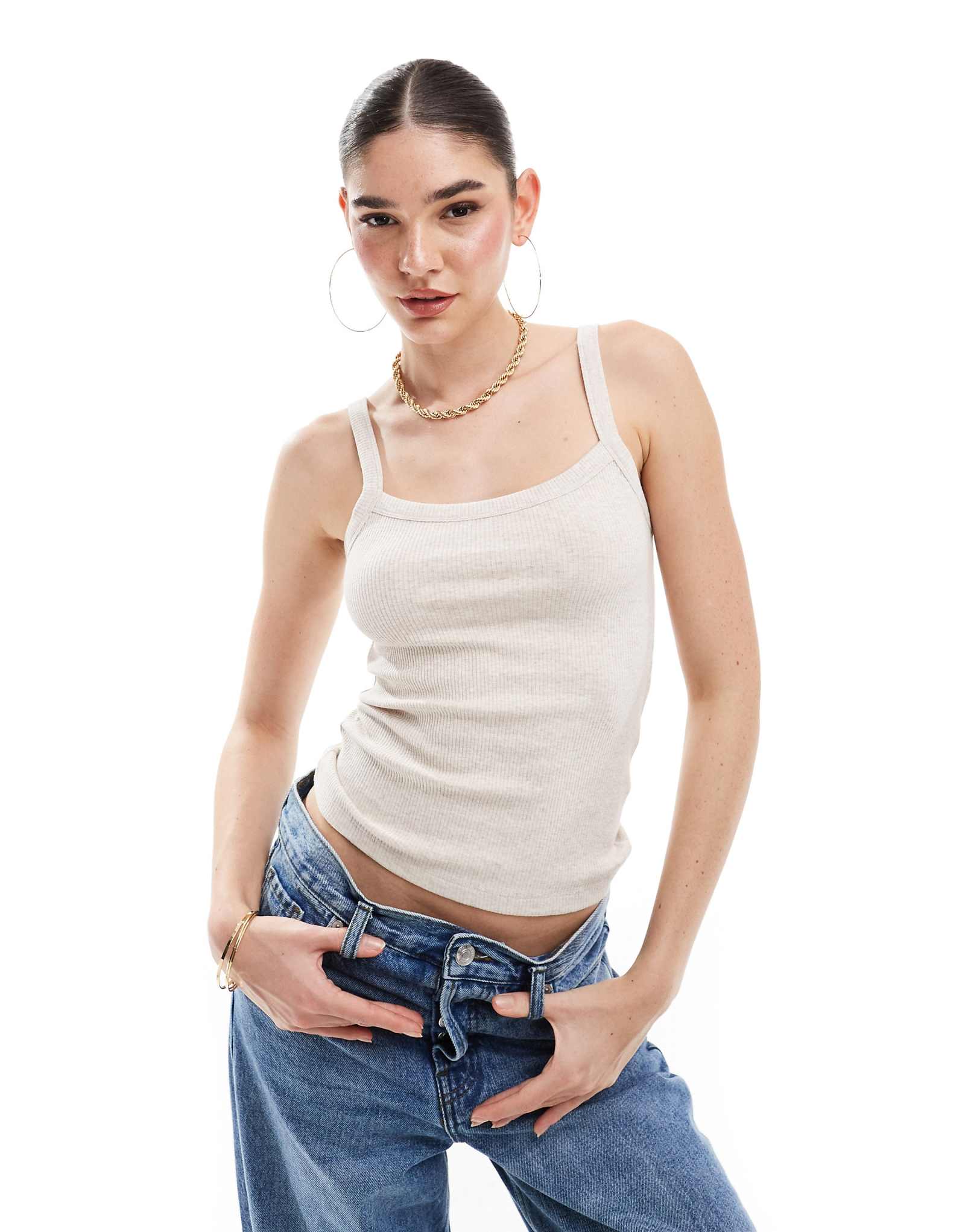 Топ-майка Selected Femme из джерси бежевого цвета 3590₽