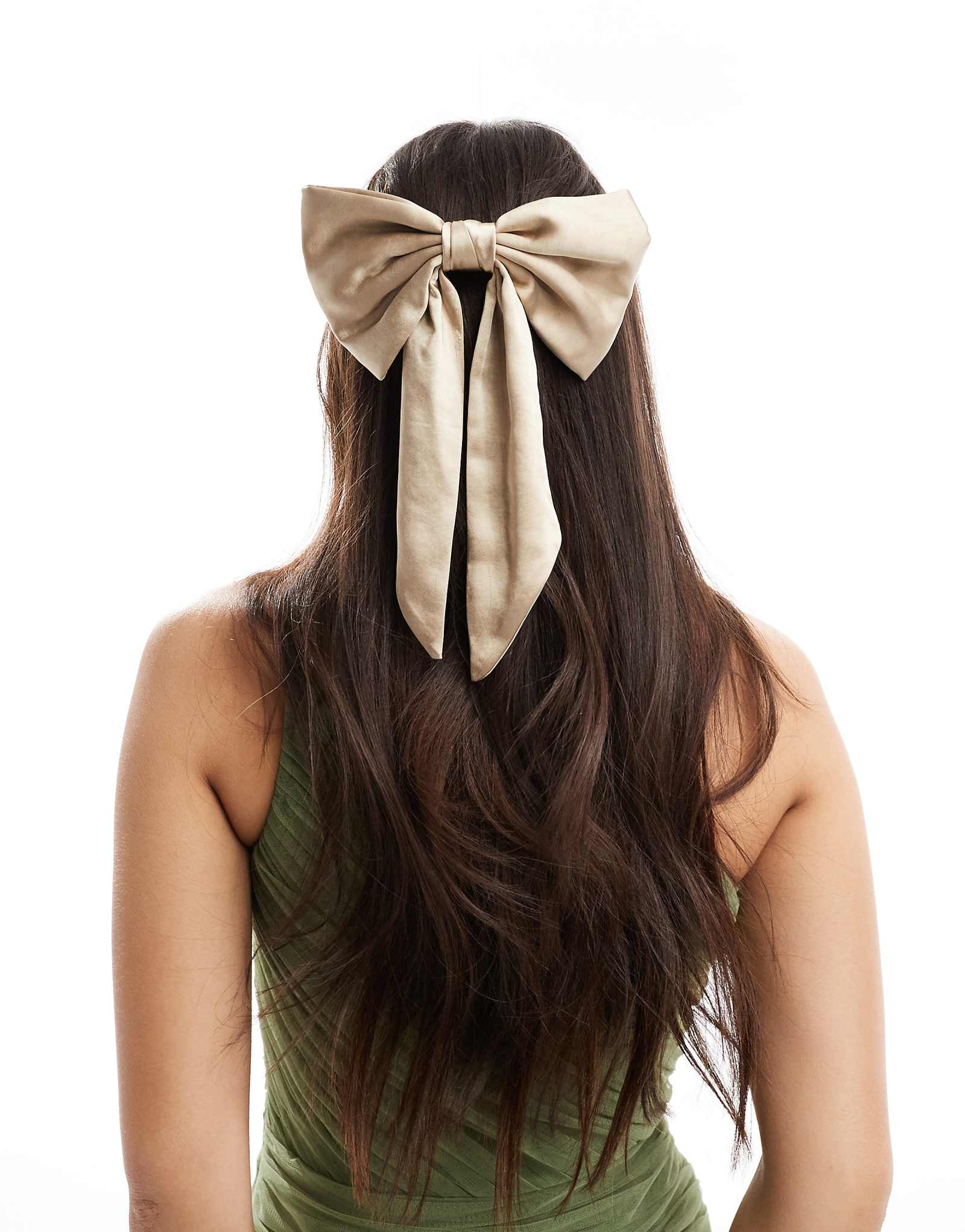 Атласная заколка для волос подружки невесты Six Stories с золотым бантом