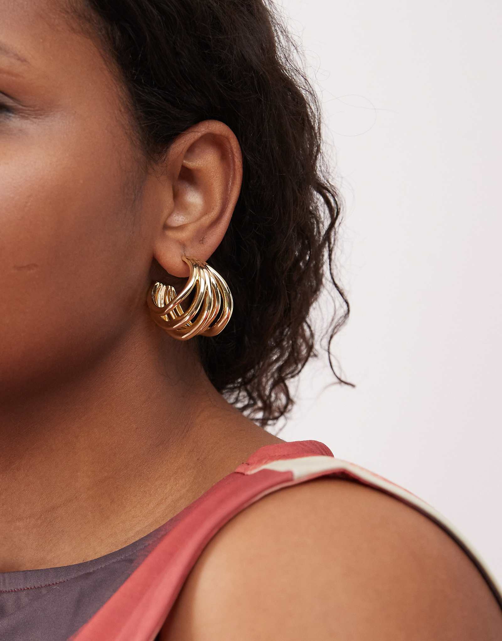 Золотые серьги-кольца Petit Moments napa с тройным обручем