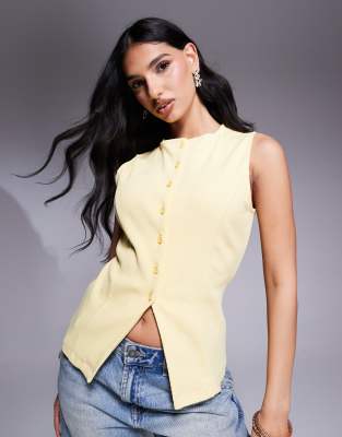 Приталенный удлиненный жилет ASOS DESIGN молочно-желтого цвета