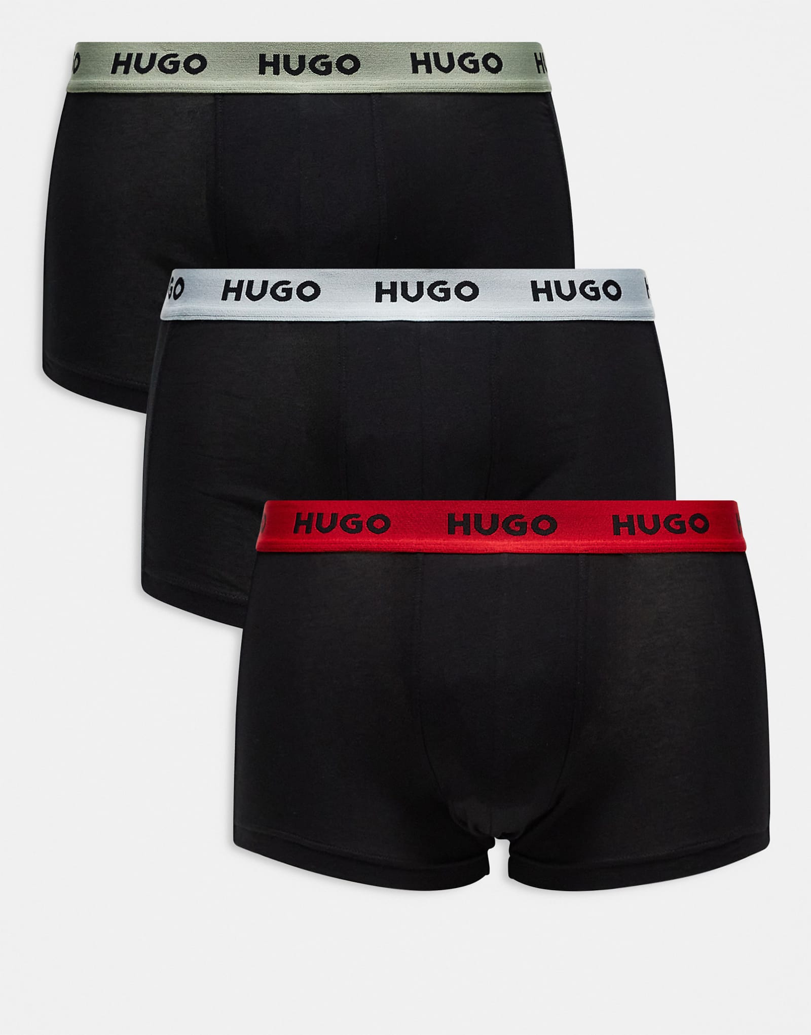 Черные плавки с контрастным поясом и логотипом HUGO RED 3 pack черного цвета