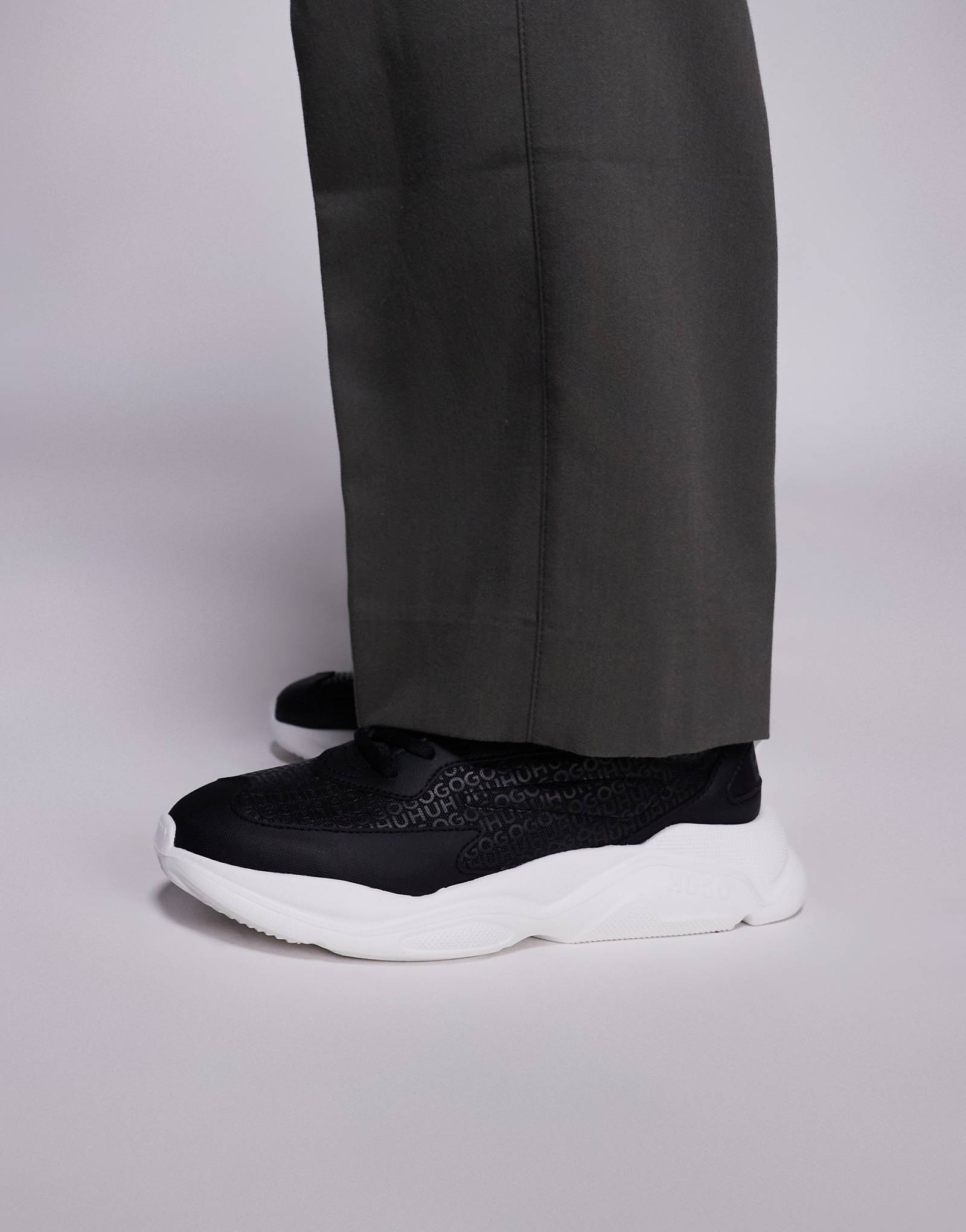 Кроссовки для бега с монограммой HUGO Red Leon черного цвета