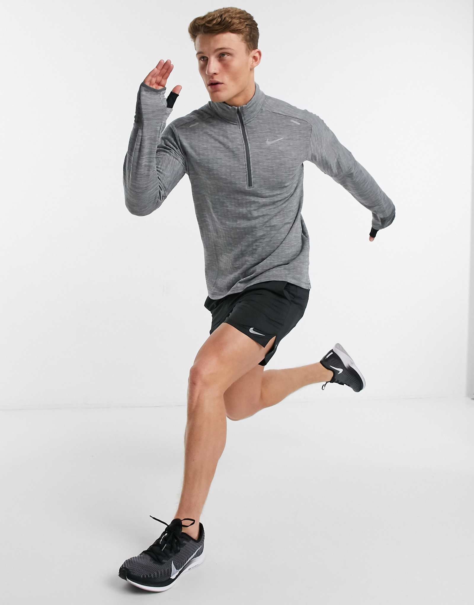 Топ Nike Running Essentials element sphere 3.0 на молнии серого цвета
