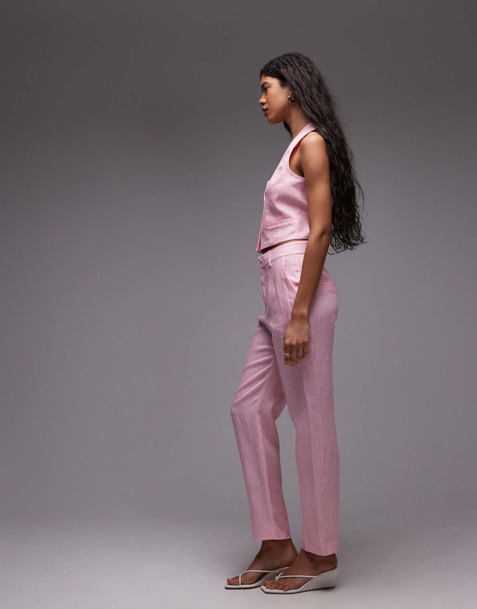 Льняные брюки Mango розового цвета сшитые на заказ - часть комплекта 12890₽
