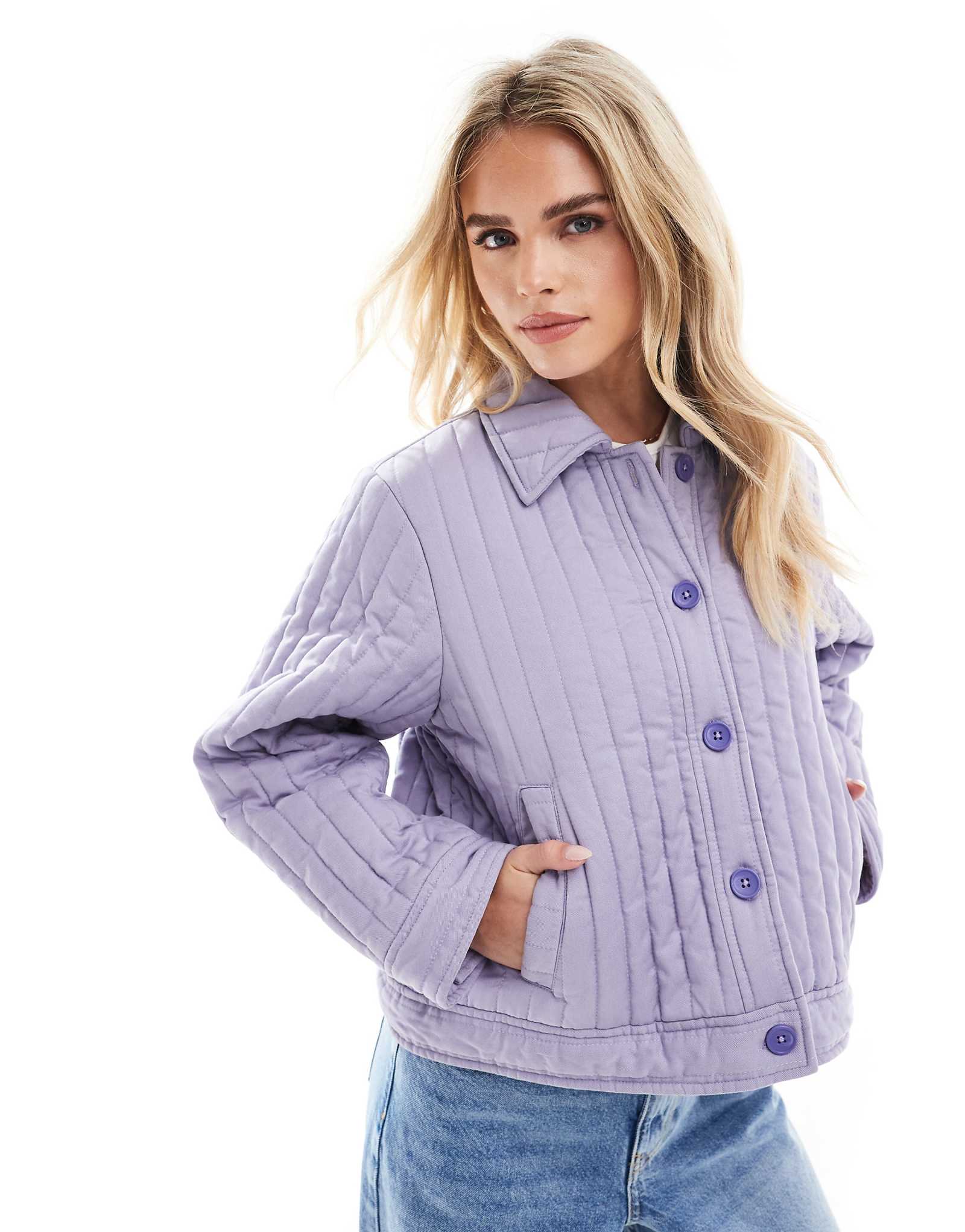 Миниатюрная стеганая накидка ASOS DESIGN из постиранного тенсела синего цвета 9290₽