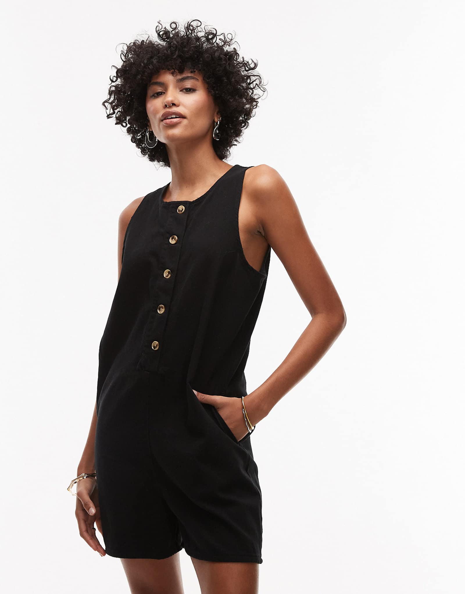 Комбинезон из саржи Topshop черного цвета 8190₽