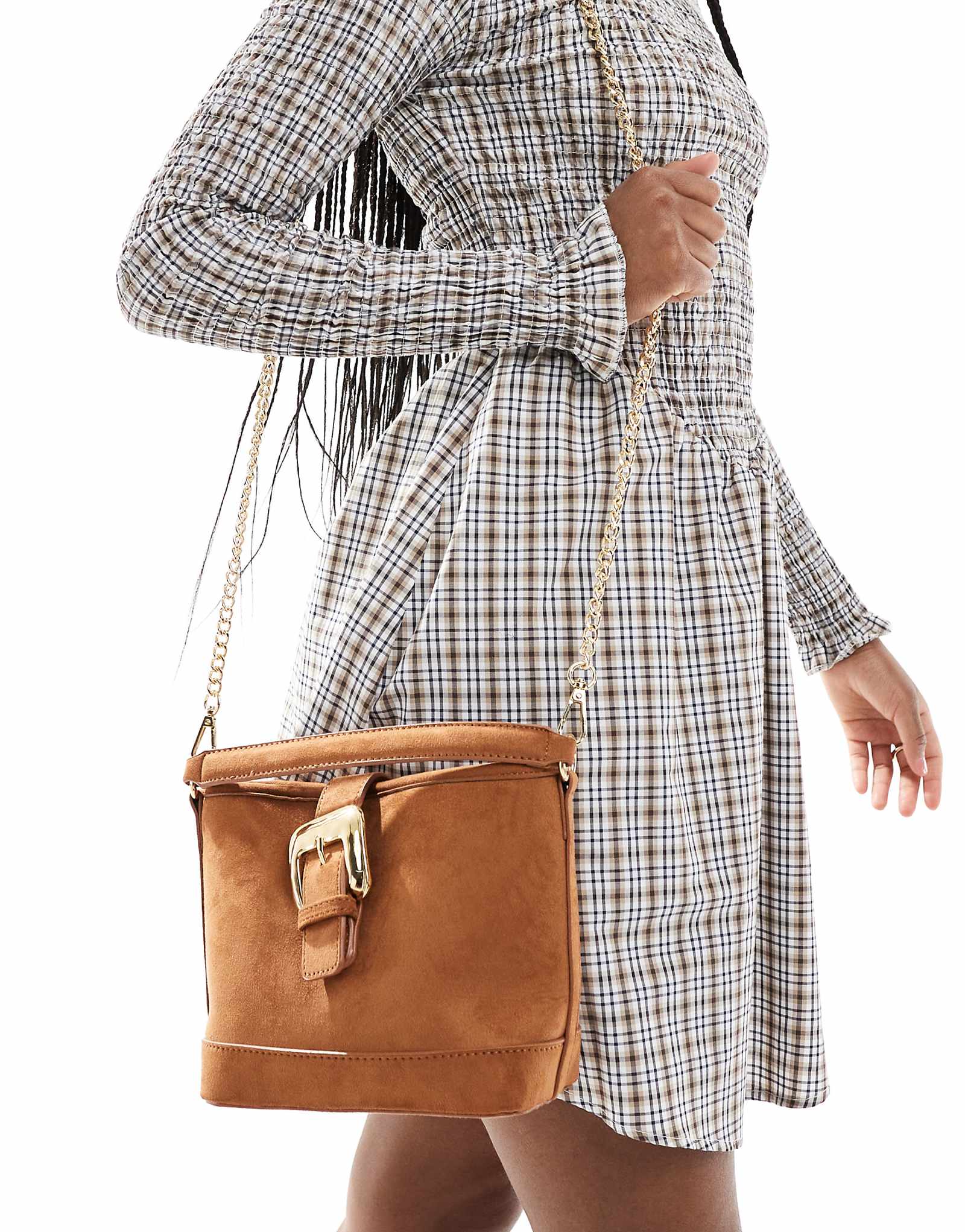 Коричневая мини-сумка с пряжкой Stradivarius 7290₽