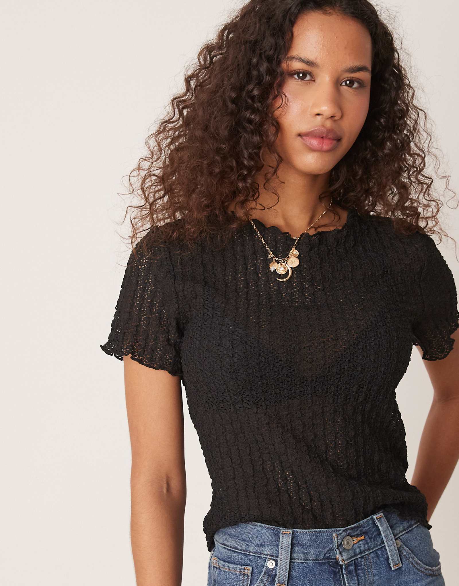 Текстурированная детская футболка AWARE черного цвета