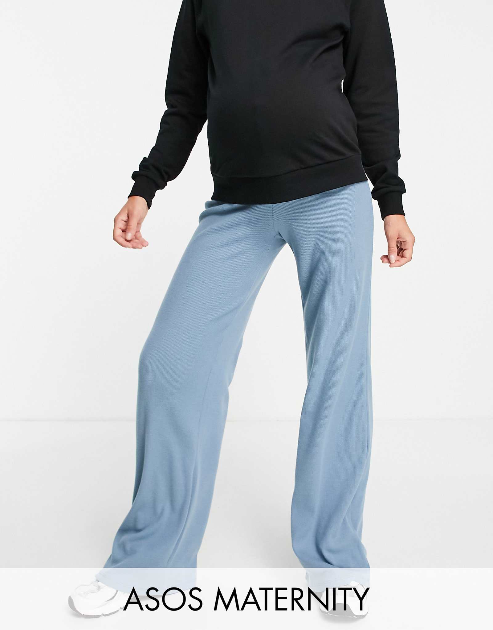 ДИЗАЙНЕРСКИЕ мини-брюки ASOS для беременных с завышенной талией и прямыми штанинами в рубчик синего цвета