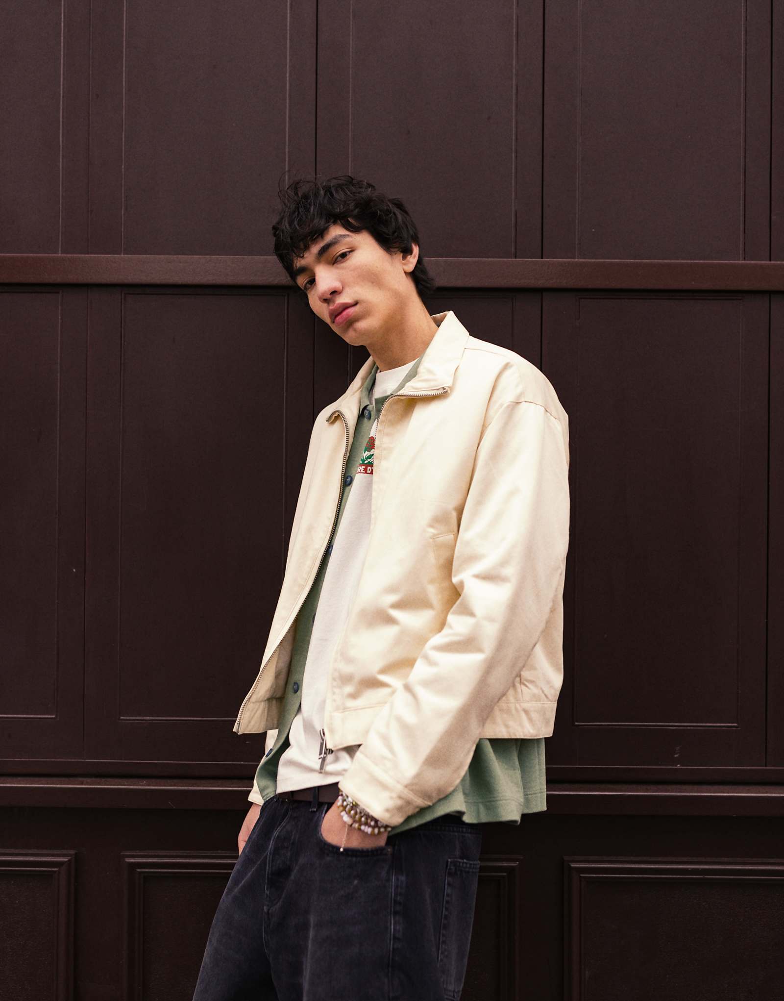 Твиловый пиджак harrington с подкладкой Topman белого цвета 6790₽