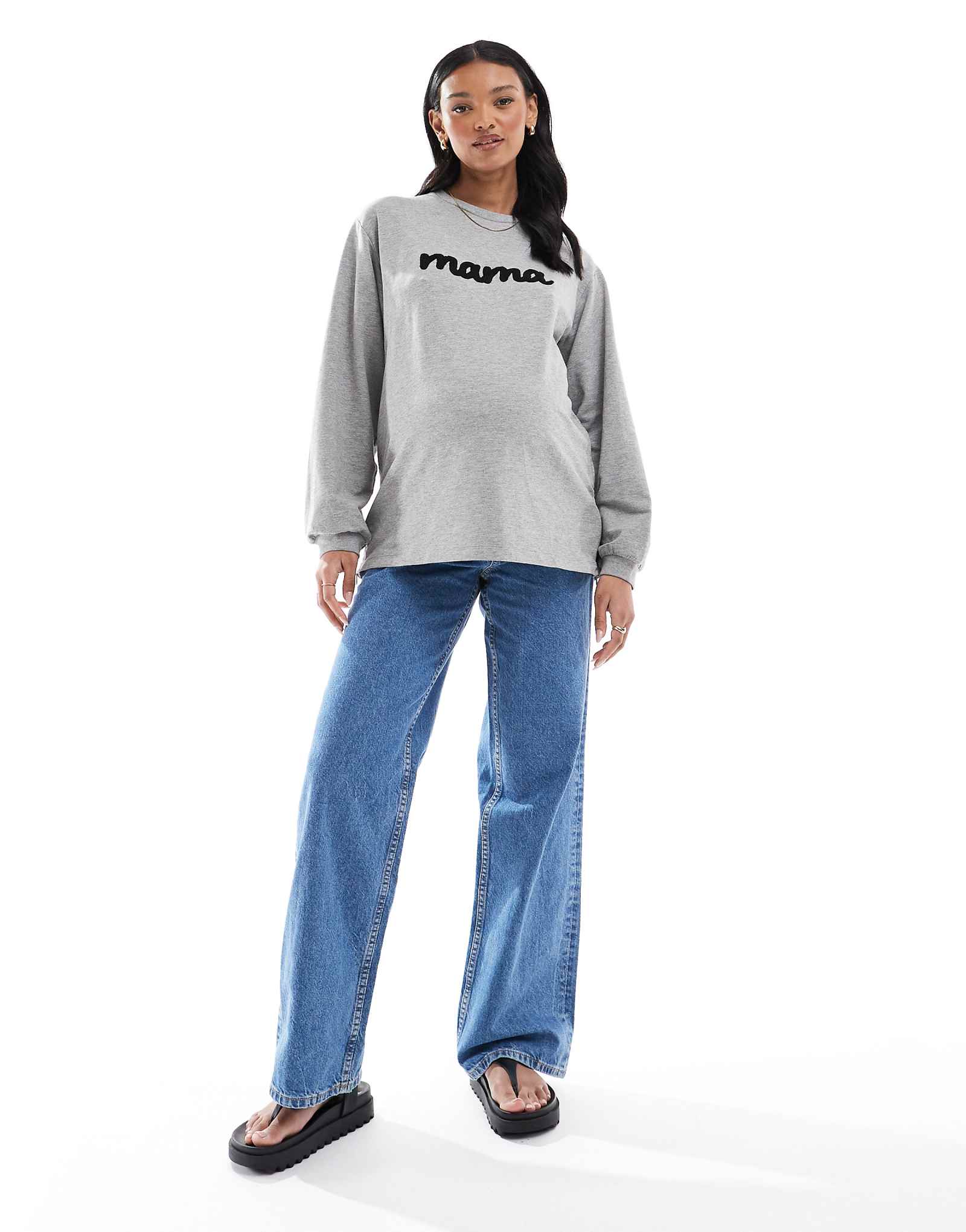 ДИЗАЙНЕРСКИЕ джинсы для беременных ASOS с широкими штанинами для папы чистого синего цвета 8190₽