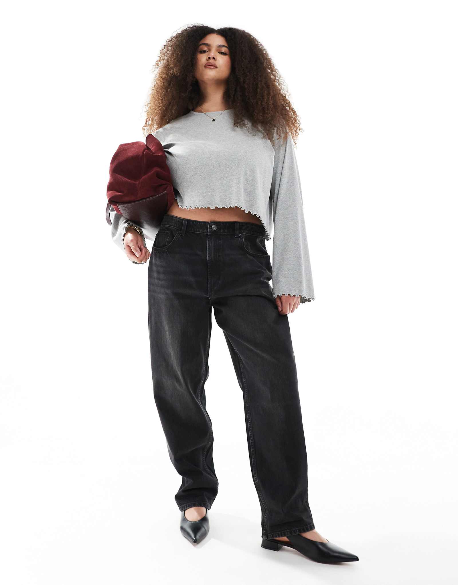 Облегающие джинсы для мамы с высокой посадкой ASOS DESIGN Curve черного цвета 7090₽