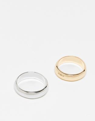 Кольцо ASOS DESIGN 2 pack из смешанных металлов