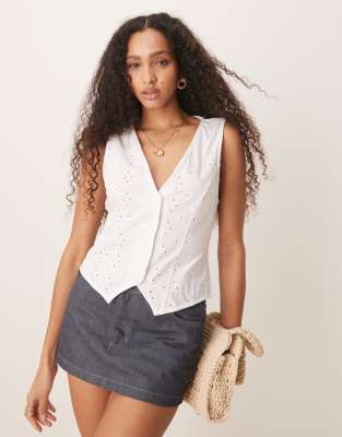 ДИЗАЙНЕРСКИЙ жилет ASOS на пуговицах с петельками белого цвета