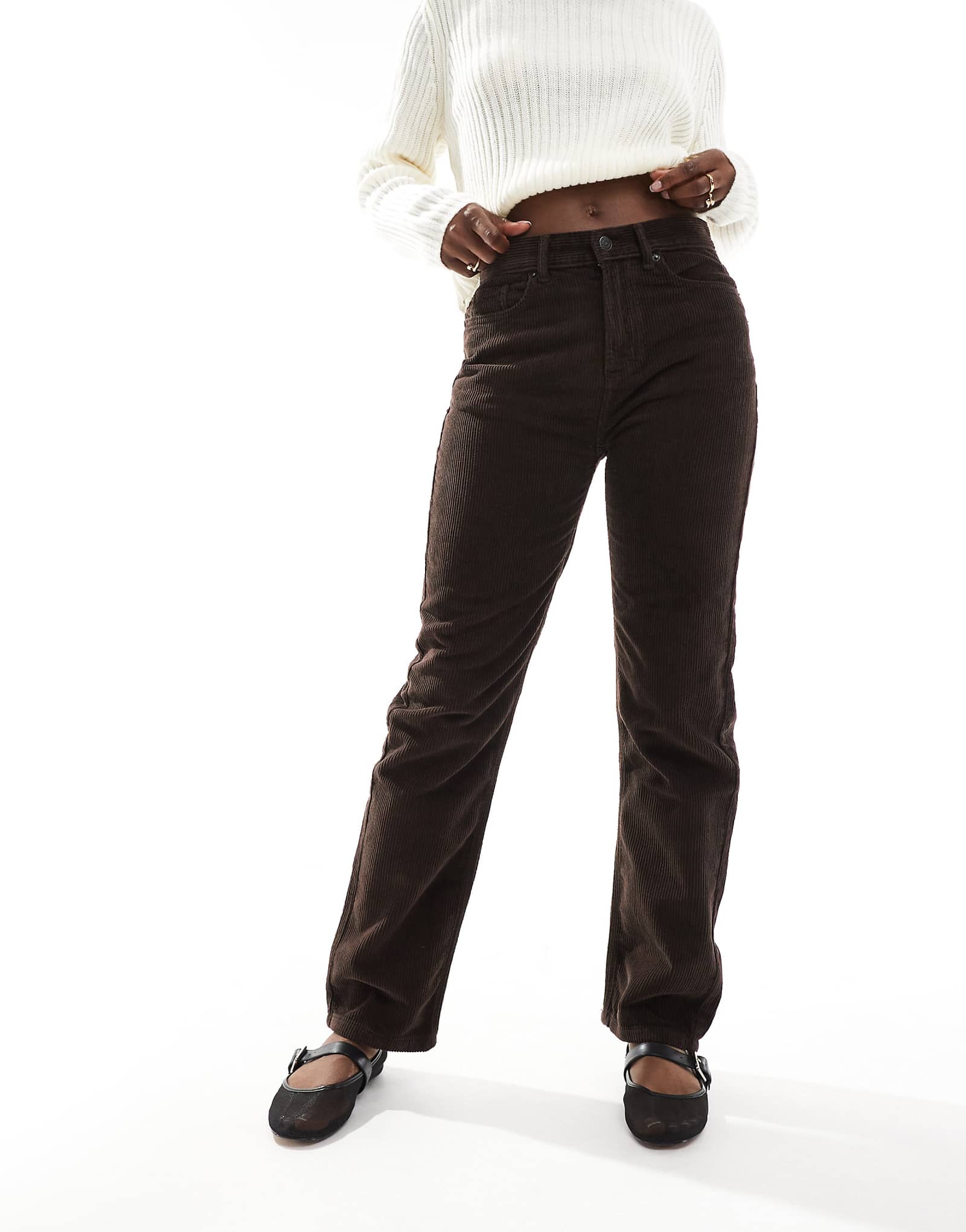 Брюки DTT с прямыми штанинами из шнура коричневого цвета 6490₽