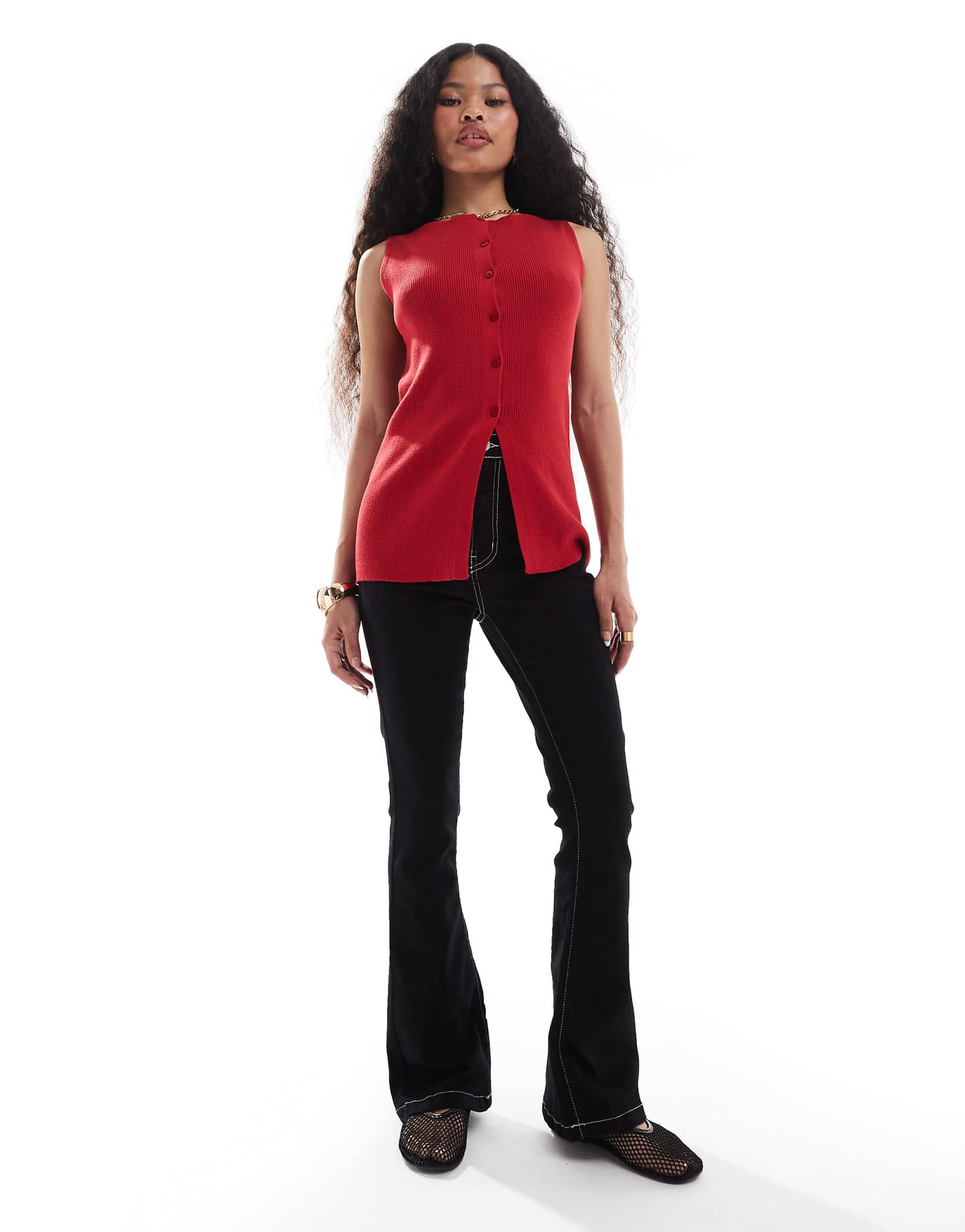 Черные расклешенные джинсы DTT Petite Bianca с завышенной талией и карманом в виде сердечка