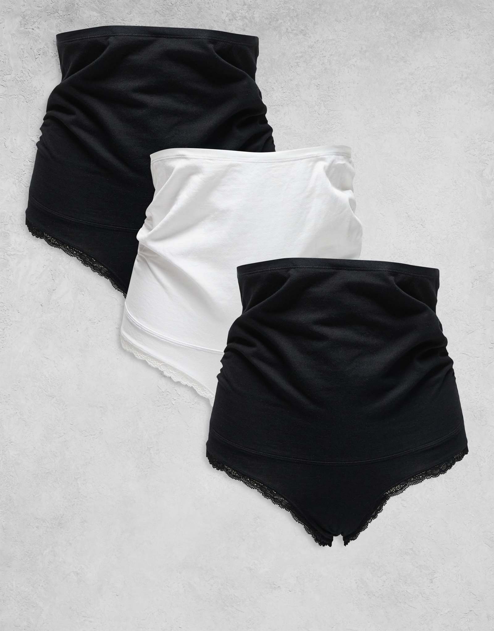 Бразильские трусы Lindex MOM для беременных, 3 упаковки, с кружевной отделкой, черный/белый