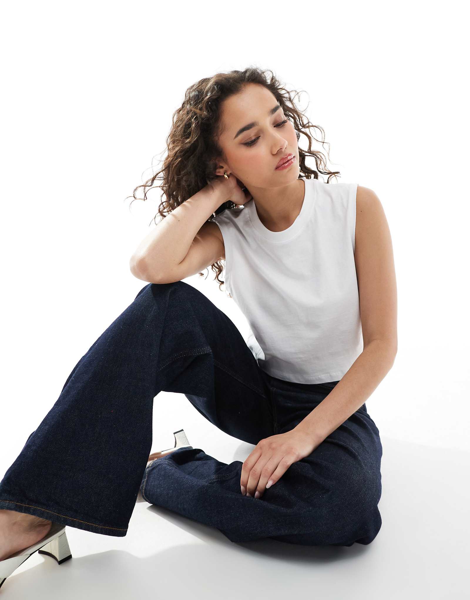 Укороченный топ на бретелях JJXX белого цвета 1990₽