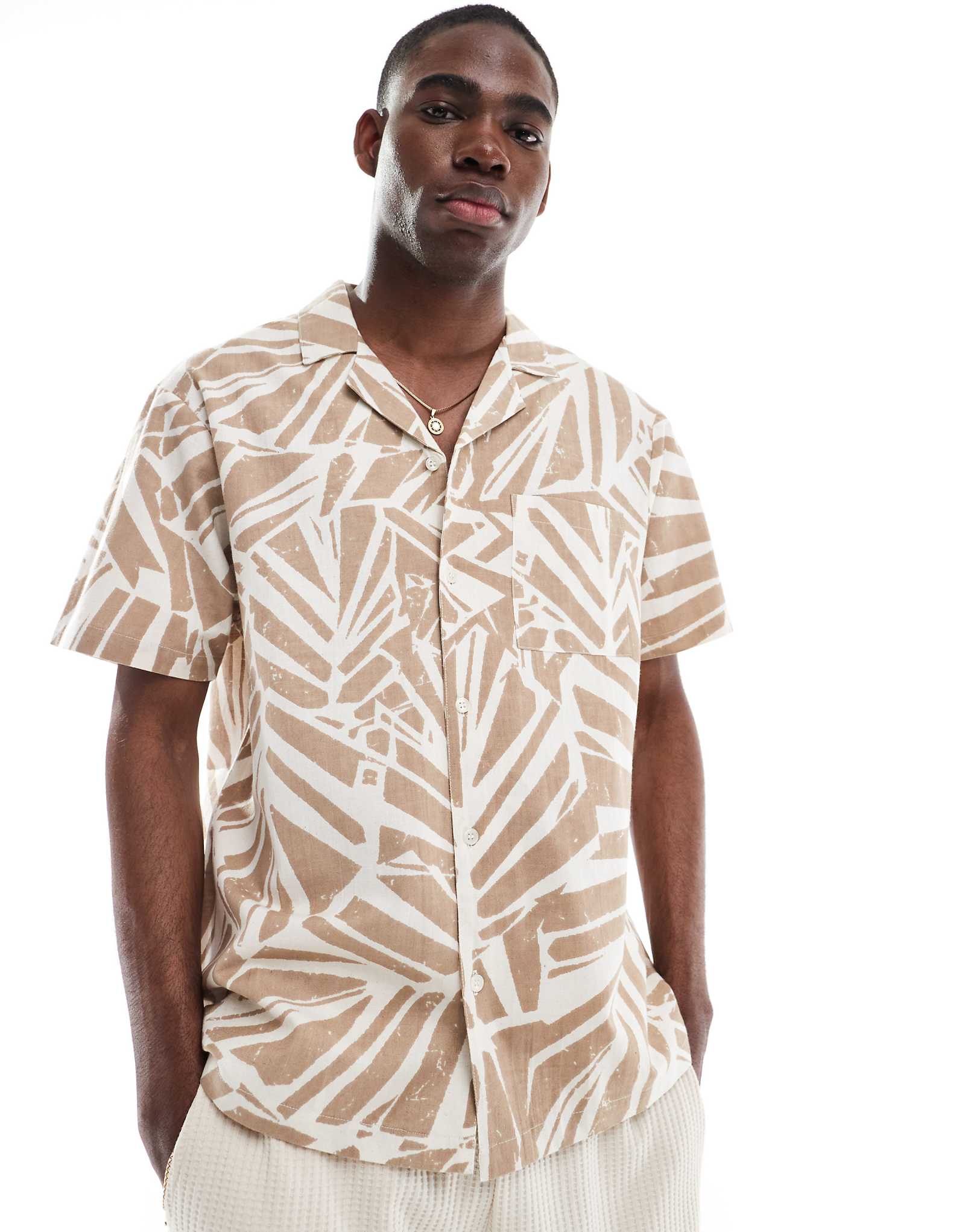 Пляжная рубашка Aray resort с абстрактным принтом коричневого цвета 6990₽