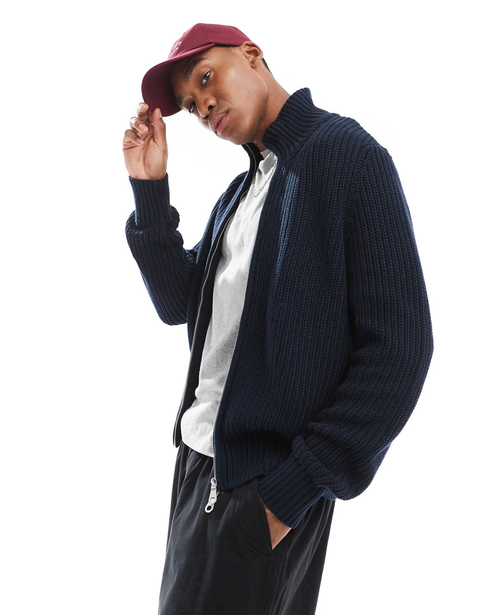 Темно-синий свитер Farah Crestone на молнии