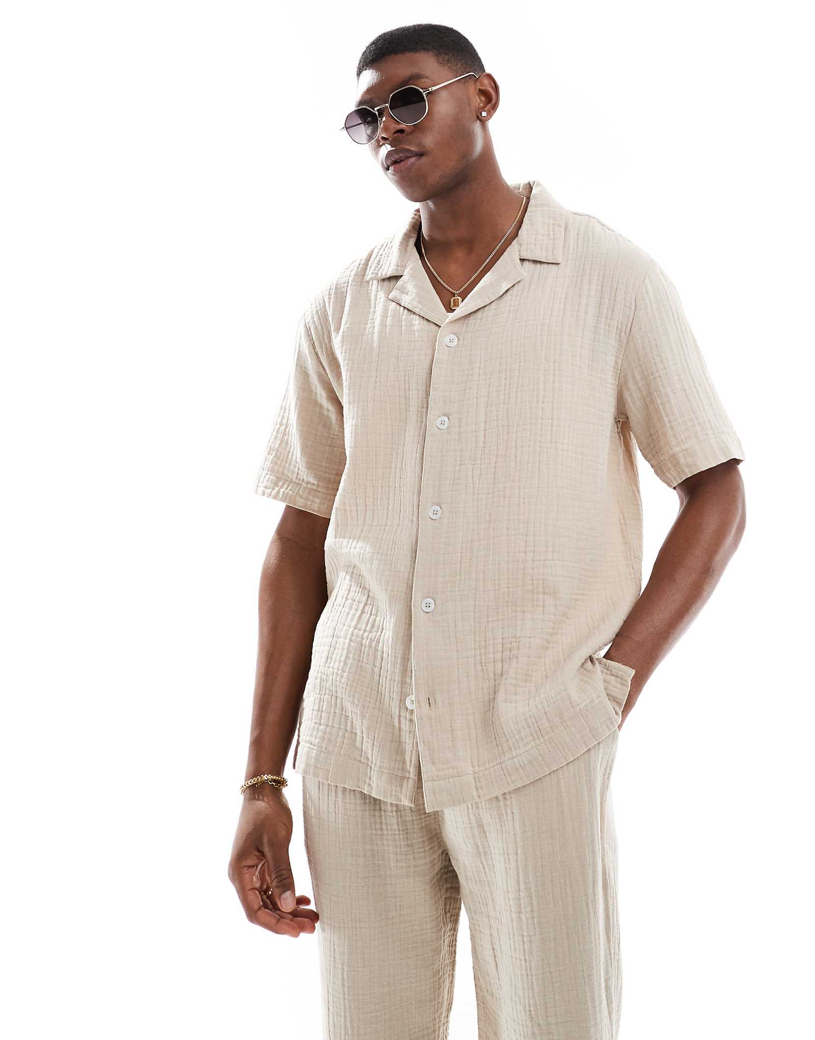 Рубашка с воротником-стойкой Голдсборо в стиле Кэмп из камня