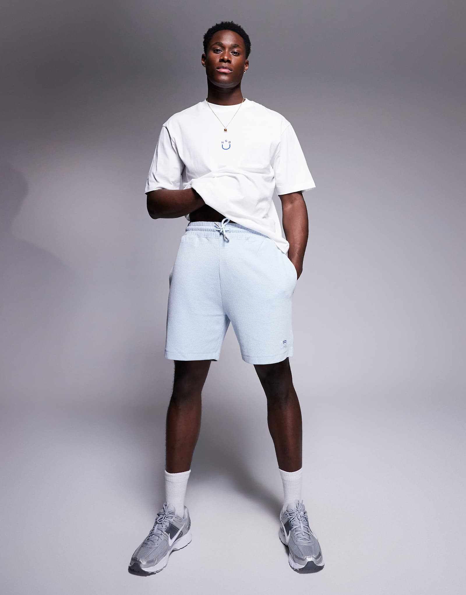 Трикотажные шорты свободного кроя HUGO Blue синего цвета - часть комплекта 13390₽