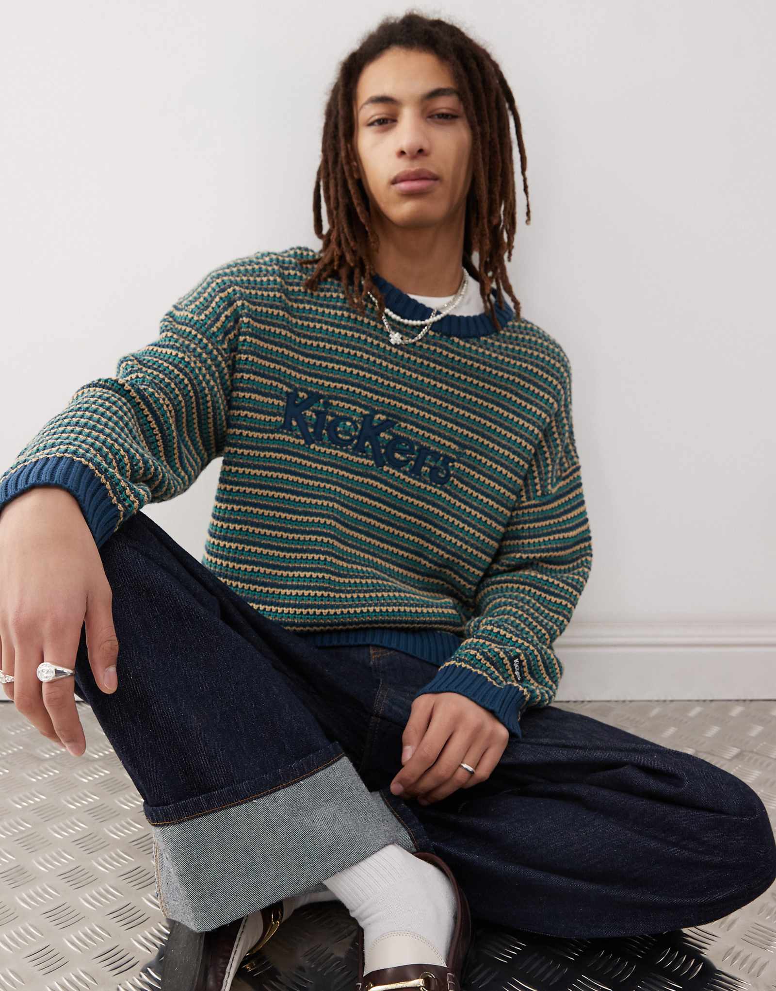 Кроссовки Kickers свободного кроя из плотного трикотажа с темно-синим логотипом Kickers 21490₽