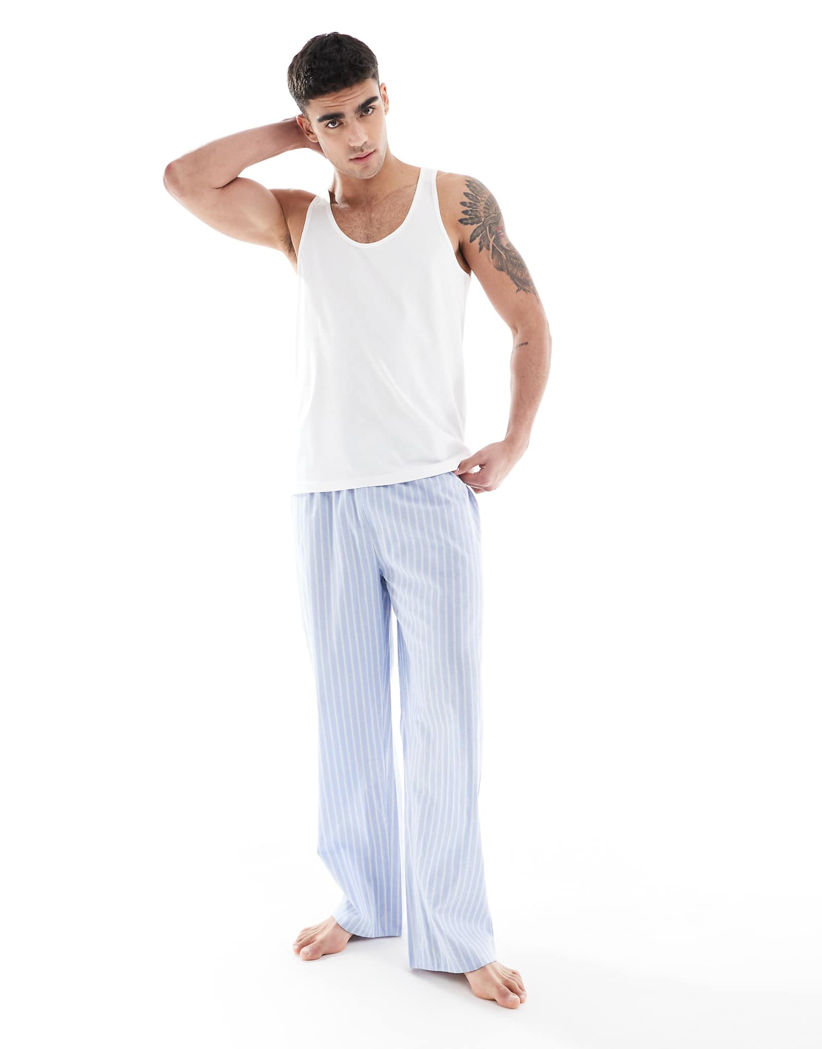 Низ для отдыха ASOS DESIGN из ткани в полоску синего цвета 3790₽