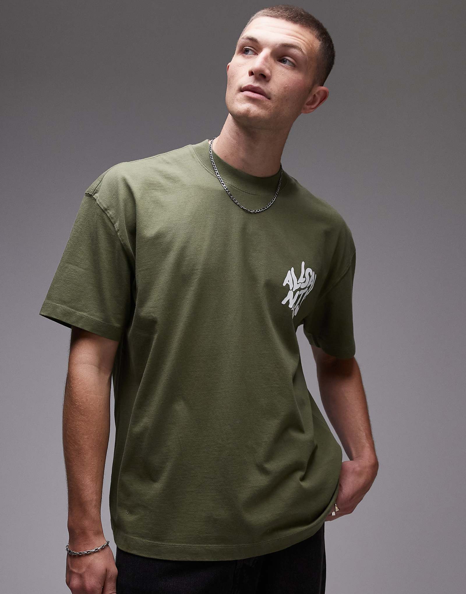 Футболка с принтом AllSaints Orlando на спине эдемского зеленого цвета 19390₽