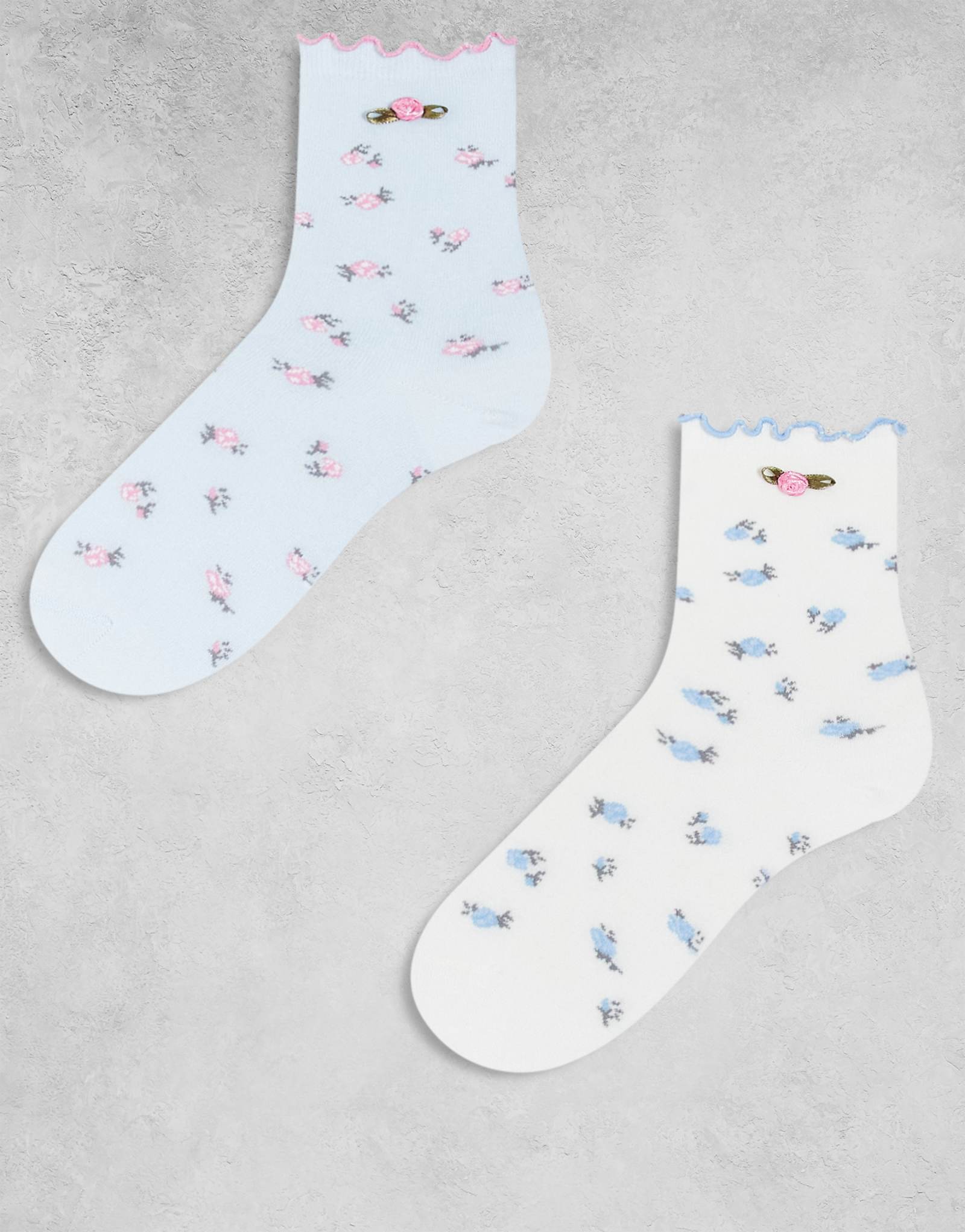 Носки для лодыжек Boux Avenue с нежным цветочным рисунком, 2 упаковки, из нескольких цветов.