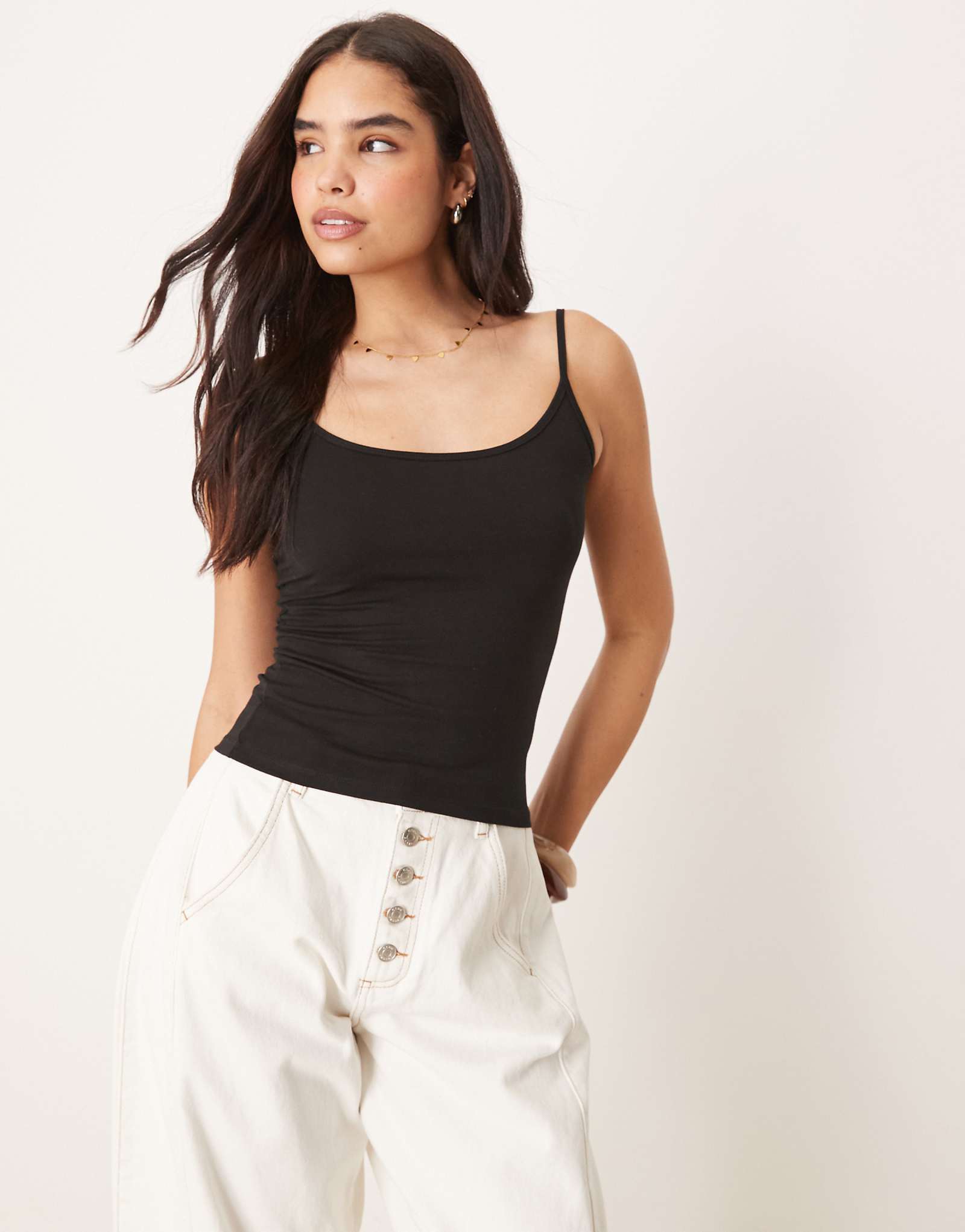 Джина Трико-трикотажный топ с бретельками на бретельках черного цвета