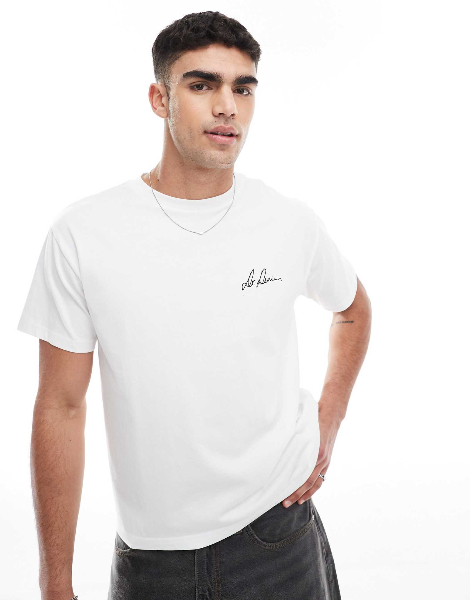 Футболка с круглым вырезом и коротким рукавом Dr Denim темно-белого цвета 4890₽