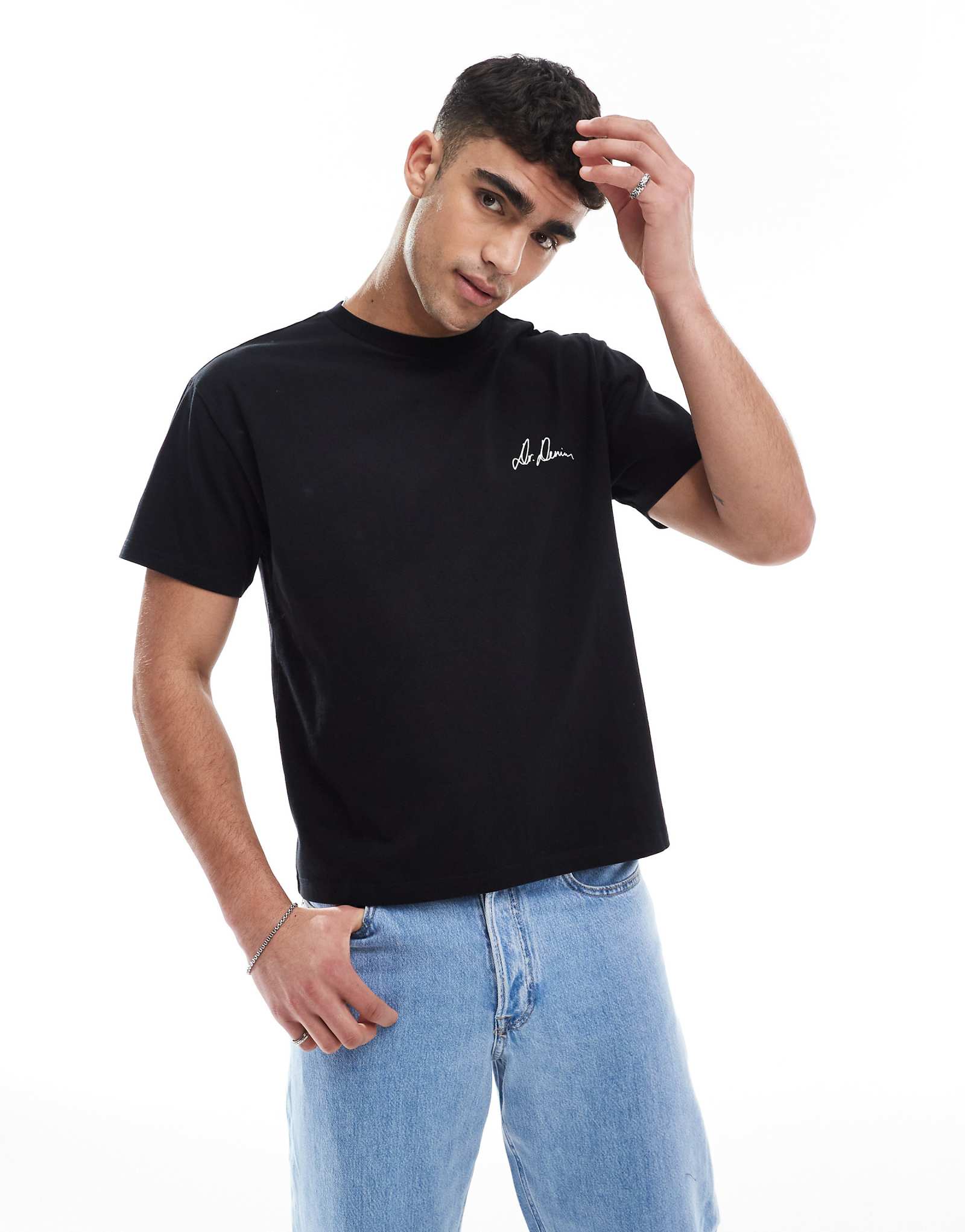 Черная футболка Dr Denim с коротким рукавом и круглым вырезом горловины 4190₽