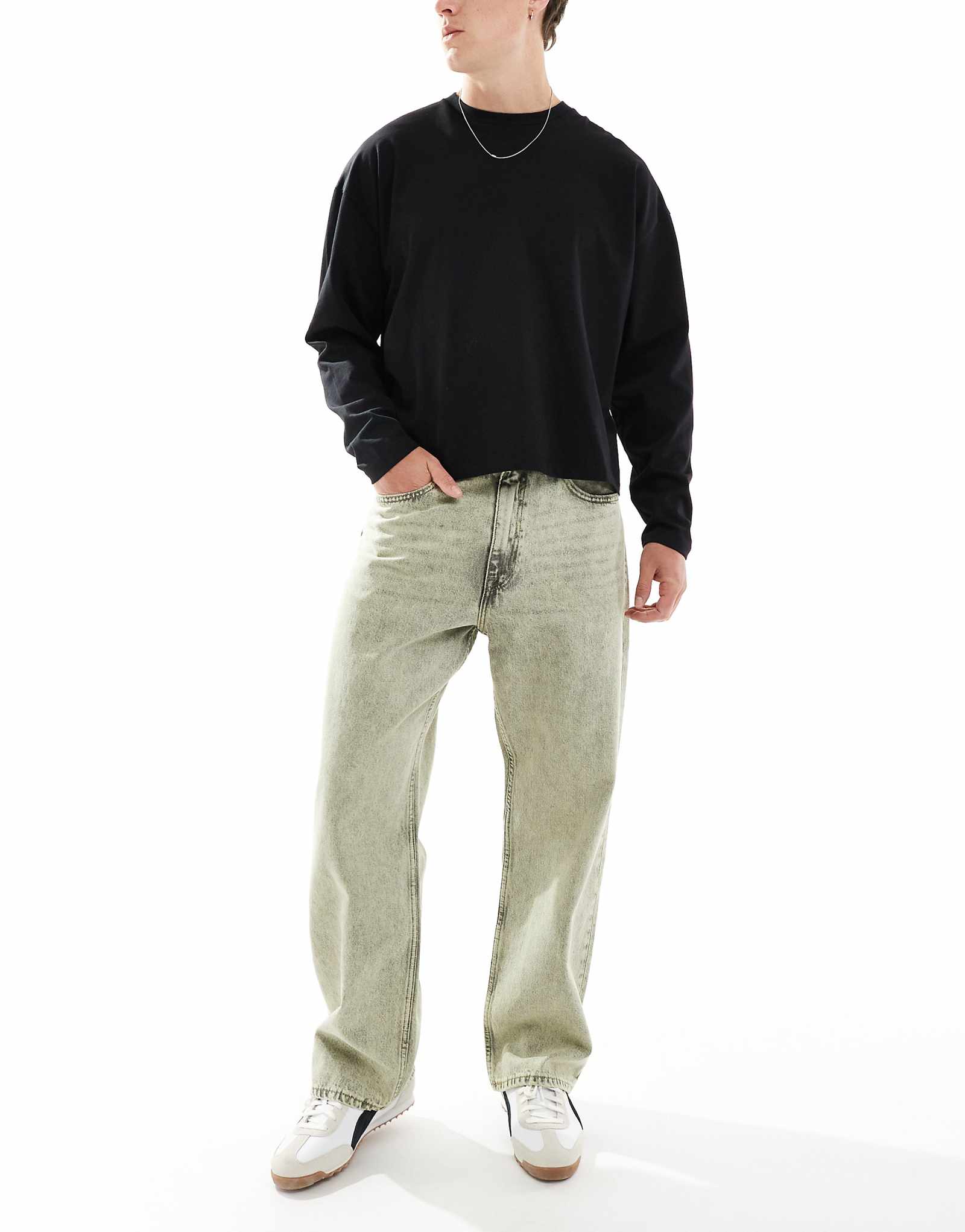 Джинсы Dr Denim Omar с широкими прямыми штанинами свободного кроя окрашенные в темно-желтый цвет 14890₽