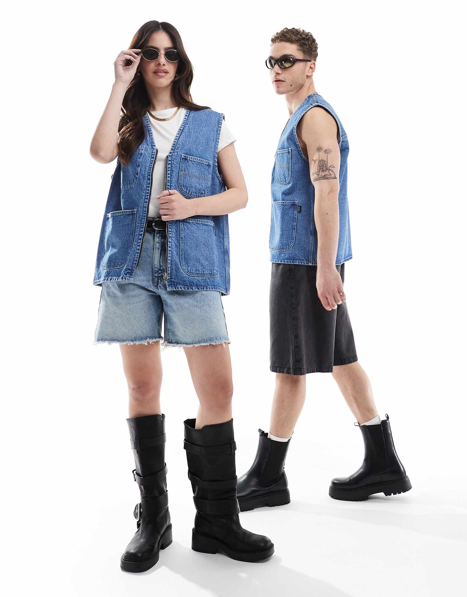 Рабочий жилет Dr Denim унисекс Denver Worker жилет для работы на молнии в стиле stream артикул ретро контрастная стирка 24890₽