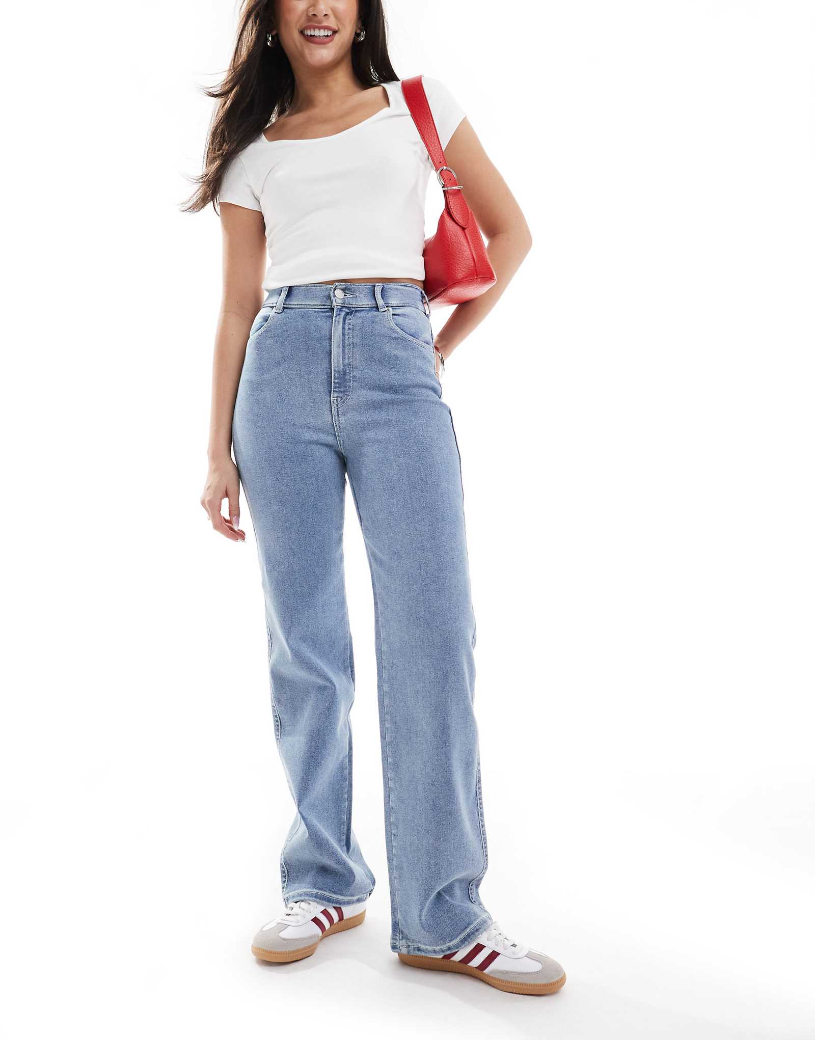 Джинсы Dr. Denim Moxy с прямыми штанинами из легкой накидки, однотонная стирка