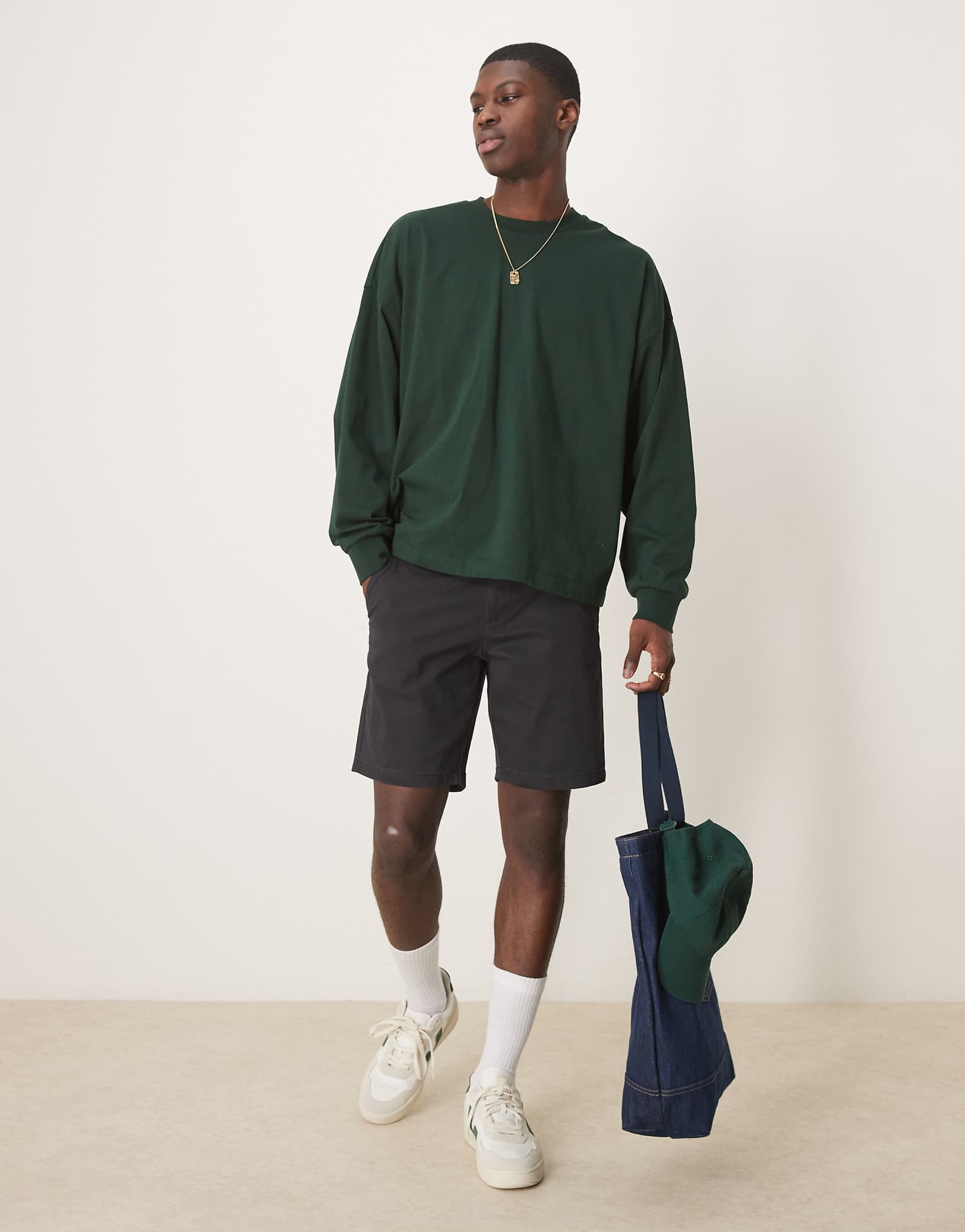 ДИЗАЙНЕРСКИЕ узкие шорты-чино обычной длины черного цвета от ASOS DESIGN 3690₽