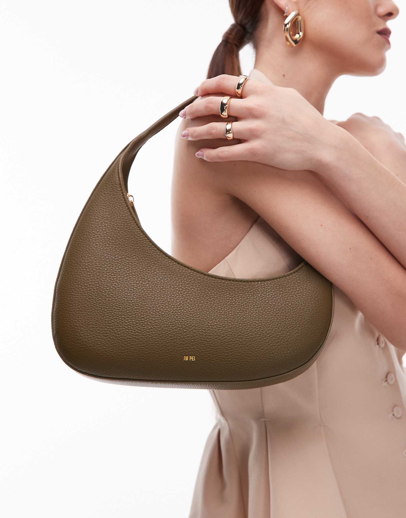 Асимметричная сумка JW PEI Harlee через плечо оливково-зеленого цвета