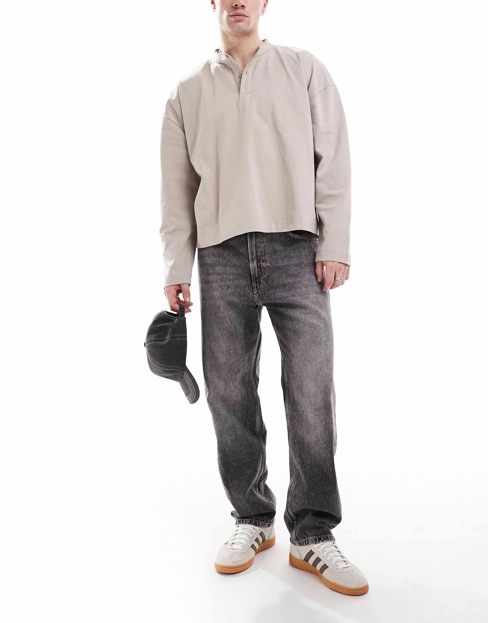 Прямые джинсы Bershka 90-х годов постиранного серого цвета