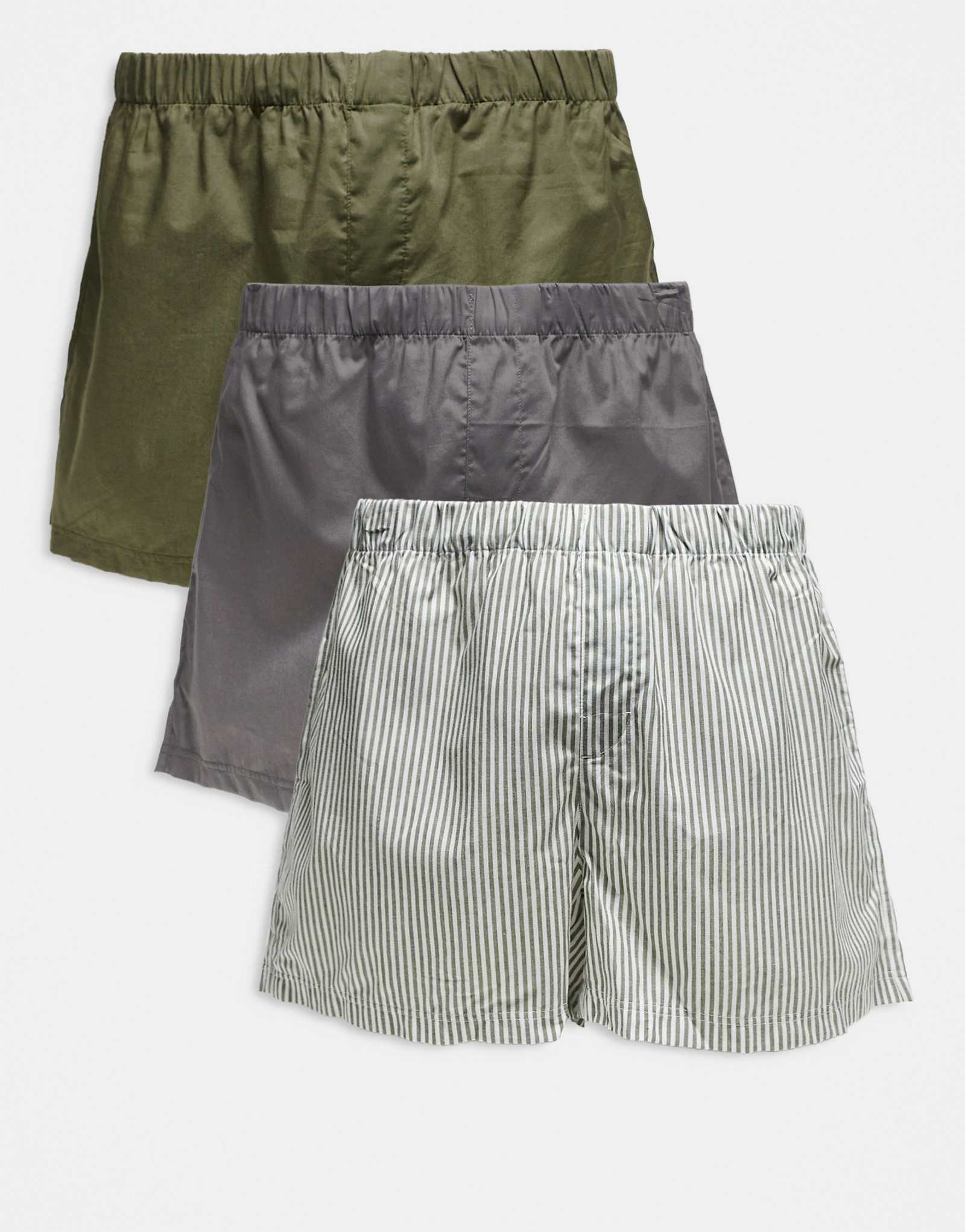 Jack -Jones 3 упаковки полосатых тканых боксеров зеленого цвета 9190₽