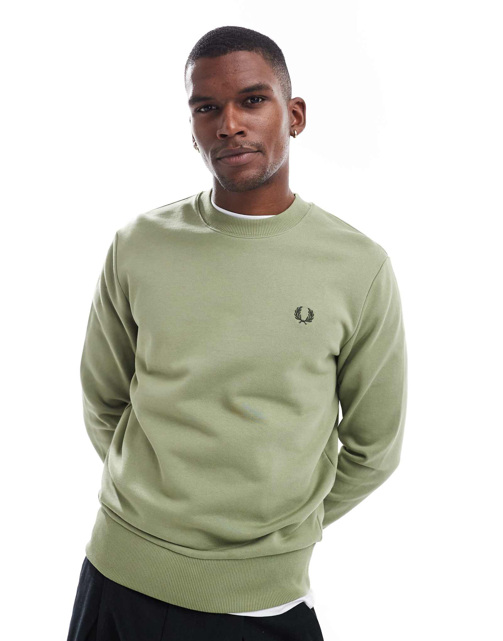 Толстовка с круглым вырезом Fred Perry зеленого цвета