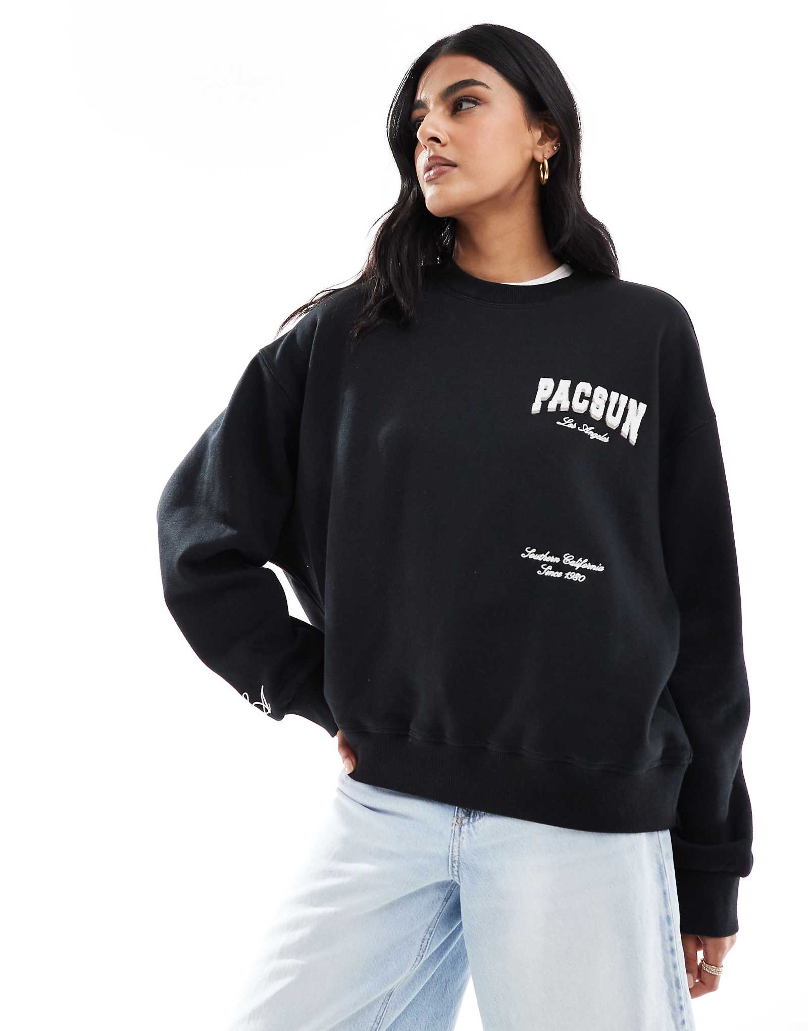Спортивный свитер с круглым вырезом Pacsun los angeles черного цвета 10390₽